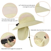 Solaris Summer Outdoor UV Protection Sun Hats Unisex Caps Wide Brim Removable Bill Neck Flap Mesh Nets Loop Velcro Closu