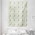 thumbnail image 1 of Abstract Tapestry, Wavy Vertical Stripes Sketched Leaves and Tiny Flowers, Wall Hanging for Bedroom Living Room Dorm Decor, 60W X 80L Inches, Pale Green Charcoal Grey and Pale Grey, by Ambesonne, 1 of 2