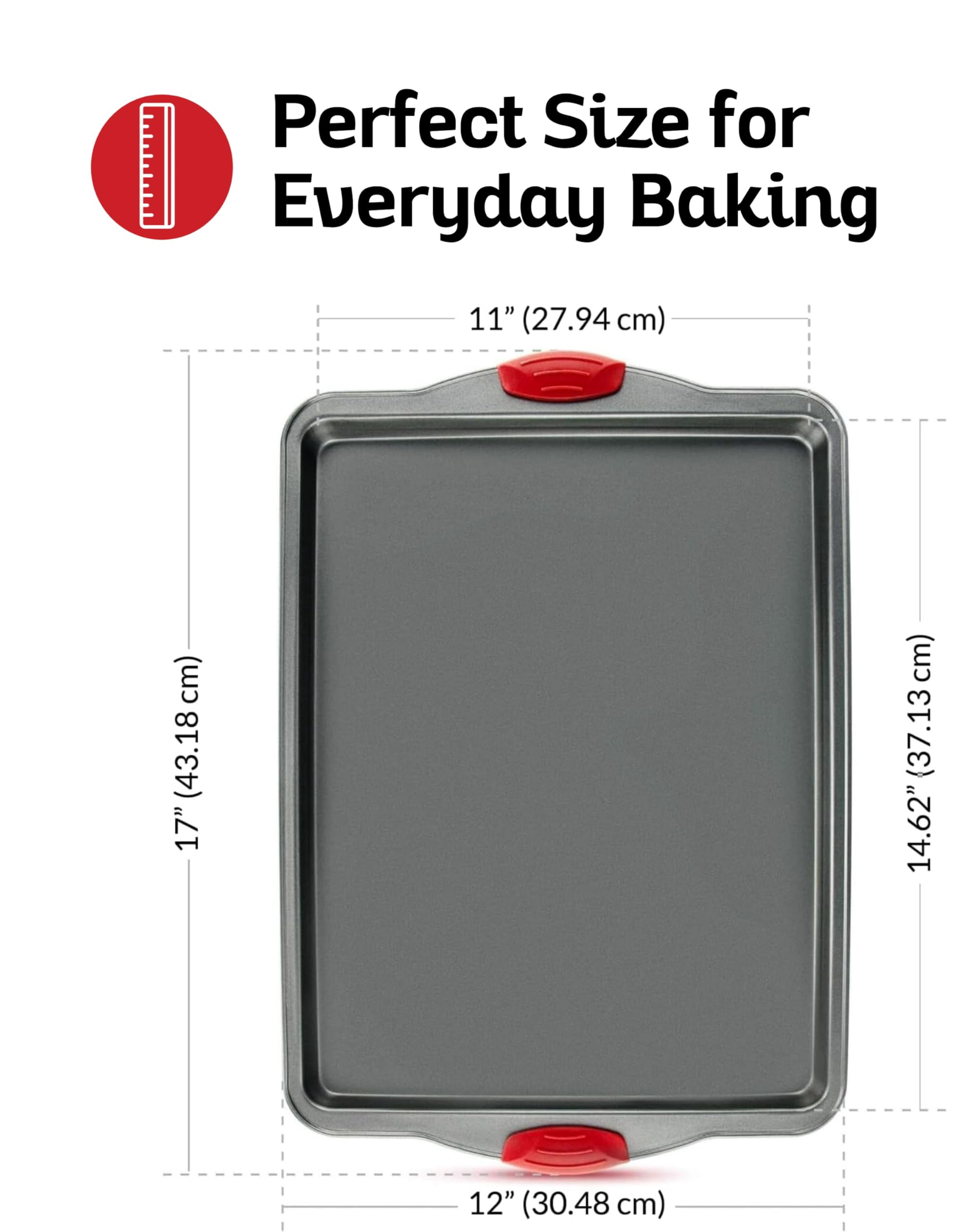 Nonstick Baking Sheet Pans - Set Of 3  Heavy-gauge Carbon Steel Warp Dent And Rust-resistant Gourmet Rimmed Half Cookie Trays For Exceptional Performance