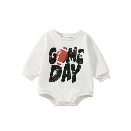 

Baby Boy Football Outfit Rugby Game Day Letter Print Sweatshirt Romer Infant One Piece Autumn Winter Clothes