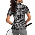 thumbnail image 2 of Whosucclay Zebra Pattern Half-Zip Tennis Shirts, Polyester Women V Neck Golf Shirts Breathable Collared Polo Shirts for Travel Outdoor Hiking Size X-Small, 2 of 10