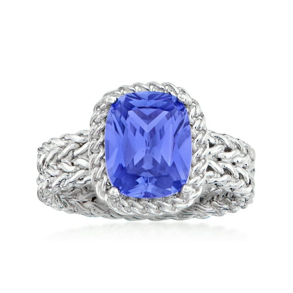 Ross-Simons 4.20 Carat Simulated Tanzanite Basketweave Ring in Sterling Silver, Women's, Adult
