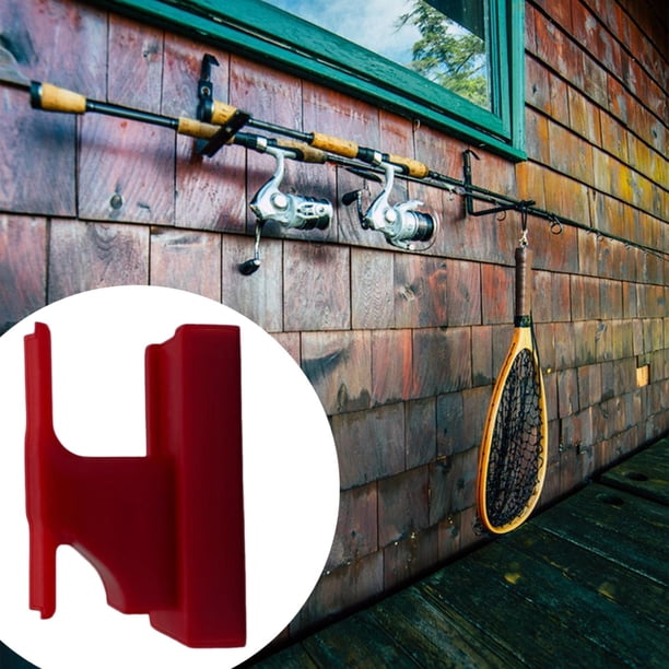 Soporte para caña de pescar, soporte horizontal y vertical, organizador profesional de pared para muelle, pared, furgoneta, kayak, garaje. Rojo