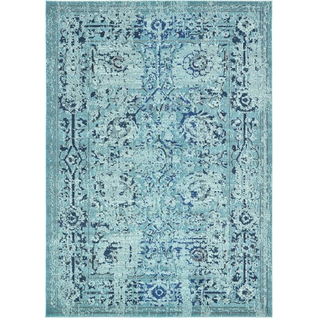 Unique Loom Medici Distressed Rug 7' x 10' Rectangle Light Blue/Turquoise