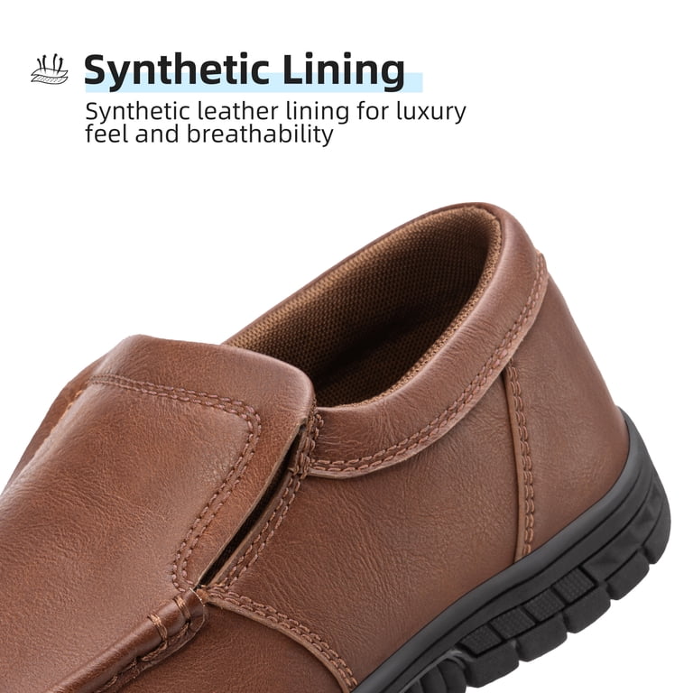 ?Men\'s Brown Textile Synthetic low Top Comfortable Lightweight loafers Amazon.com | Venshine Mens Loafers Slip On Casual Leather  main image 2