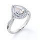 thumbnail image 4 of JeenMata Anillo de Compromiso de 1,75 Quilates con Piedra Lunar Arcoíris y Moissanita en Forma de Almendra, Doble Racimo, Banda Retorcida Pavé, Baño de Oro Blanco de 18 K sobre Plata, 4 of 6