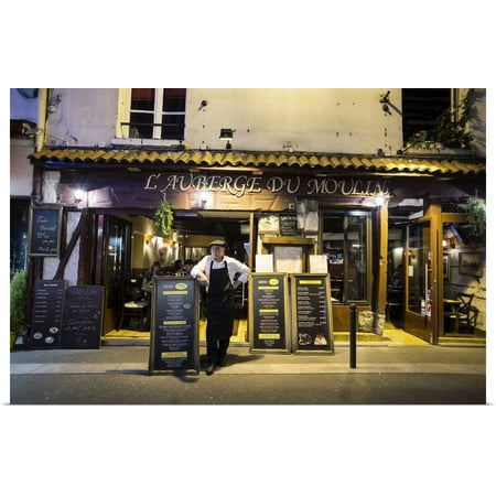 - Great BIG Canvas | Rolled Scott Stulberg Poster Print entitled Waiter in front of a Paris cafe at night