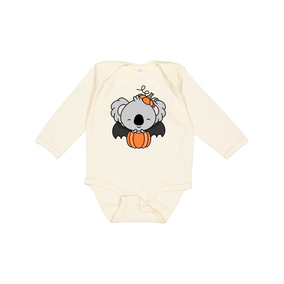 Inktastic Halloween Koala, Cute Koala, Baby Koala, Pumpkin, Bat Wings Boys or Girls Long Sleeve Baby Bodysuit