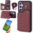 thumbnail image 1 of Case for Samsung Galaxy A14 5G, Detachable Crossbody Strap Wallet Case with Card Slots, Stand Ring Flip PU Leather Protective Cover Lanyard for Women for Samsung Galaxy A14 5G, Winered, 1 of 9