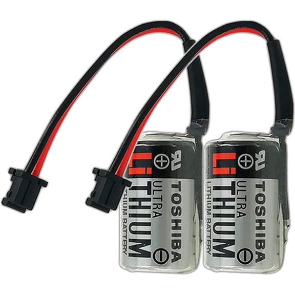 2 Pcs 1000mAh JZSP-BA01 ER3V/3.6V Non-Rechargeable PLC Lithium Battery with Plug for Toshiba PLC Battery