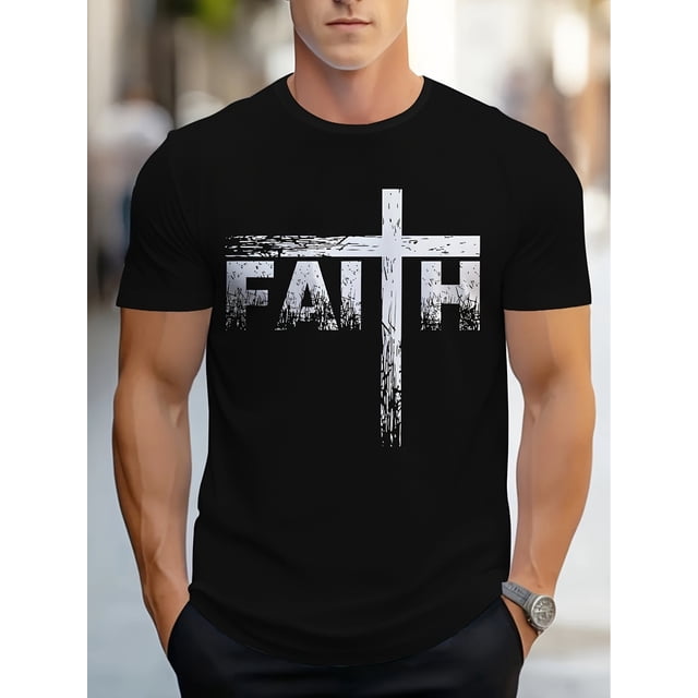 Mens Graphic Print Crew Neck T-Shirt - Soft Slight Stretch Polyester Fabric, Short Sleeve, Regular Fit, Geometric Pattern, Casual Summer Tee for Outdoor - Hand Wash or Dry Clean, No Sheer