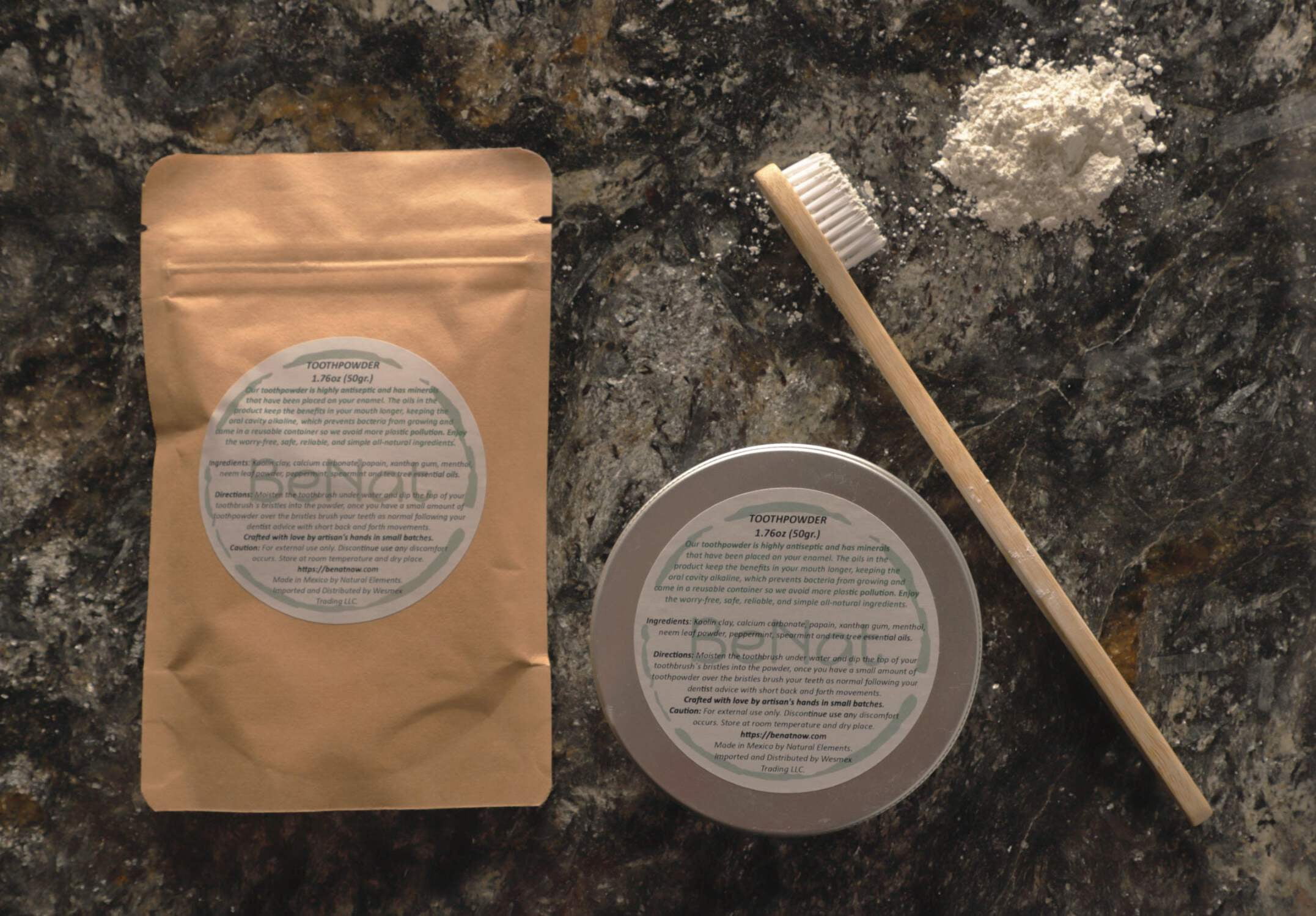 BeNat. Tooth Powder Bundle. 3-Pack. All-Natural Ingredients. No Flouride. For Women & Men