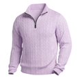 thumbnail image 4 of IWRICH Men's Quarter Zip Sweatshirts Casual Lightweight Slim Fit Pullover Tops Long Sleeve Neck Polo Tees 03-Purple XL, 4 of 4