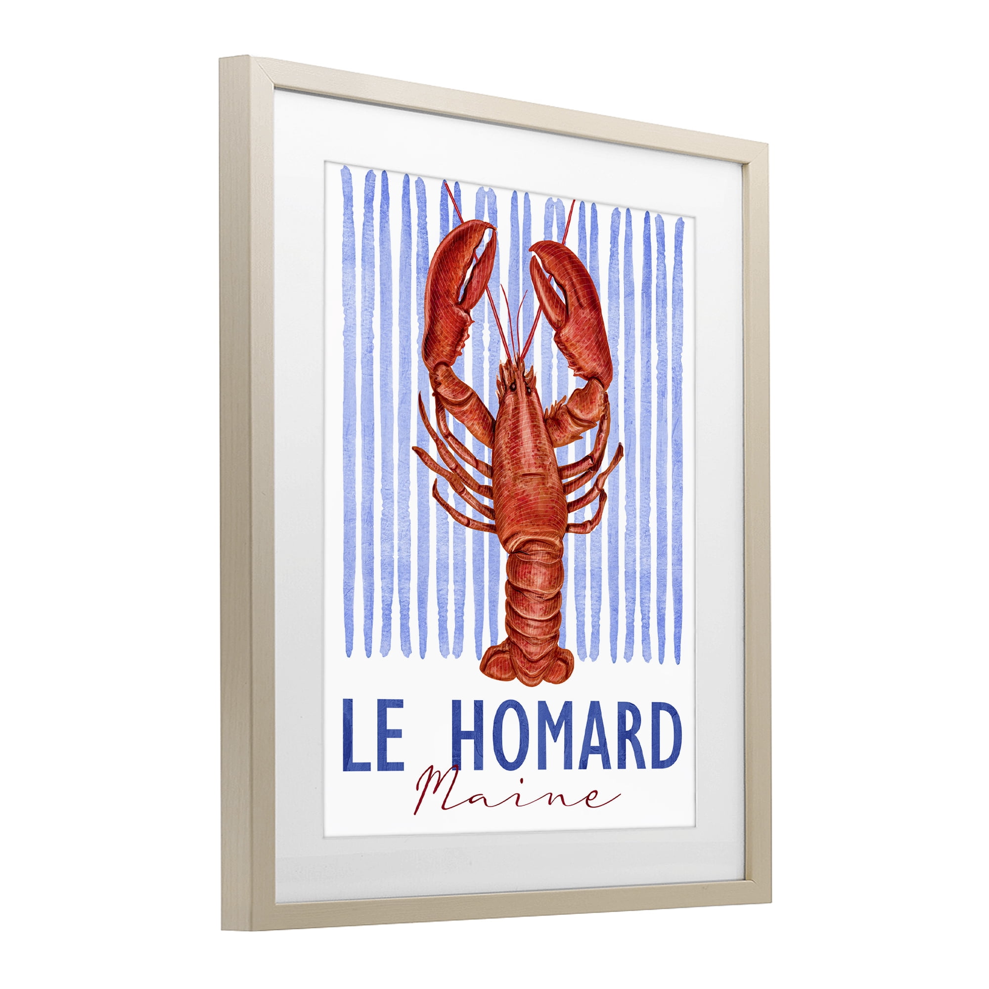 Stupell Industries Le Homard Nautical Stripes Birch Framed Print Under Glass, design by Kim Allen