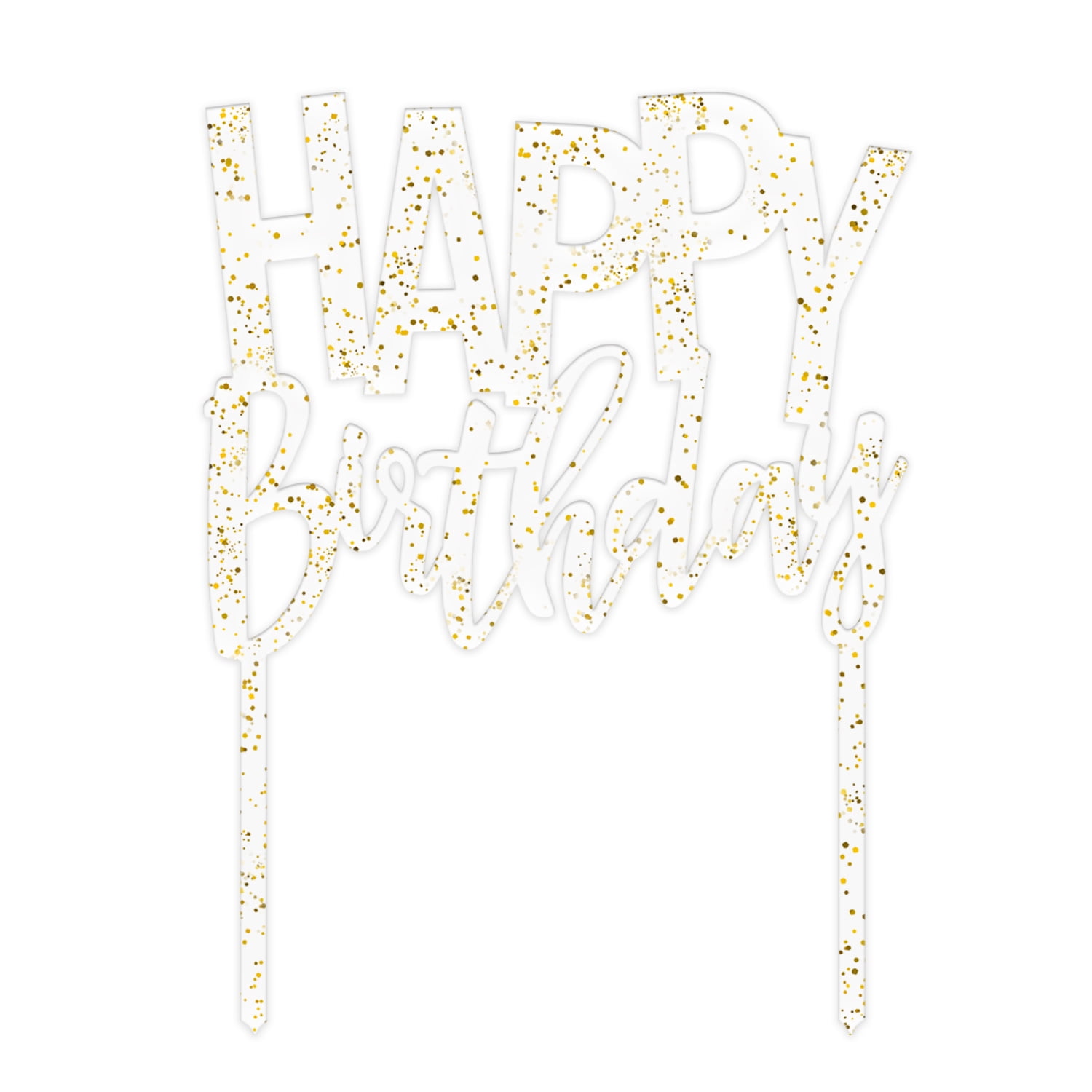 Way to Celebrate Gold Glitter Happy Birthday Cake Topper, 4.5' x 5.5', 1 Ct