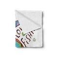 thumbnail image 2 of Fishing Soft Flannel Fleece Throw Blanket, Large Fat Fish Holding a Flag with Love Words Humorous Fun Nursery Theme, Cozy Plush for Indoor and Outdoor Use, 60" x 80", Multicolor, by Ambesonne, 2 of 5