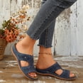 thumbnail image 4 of Caywon Dressy Flat Sandals for Women Comfortable Walking Arch Support Slip on Summer Casual Beach Wide Width Rhinestone Womens flats Slide Sandal Shoes, 4 of 7