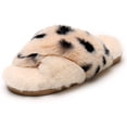 thumbnail image 1 of Fuzzy Slippers for Women - Fluffy Crossover Faux Fur House Slipper Open Toe Memory Foam Slippers, 1 of 7