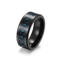 thumbnail image 2 of Black Gold Plated Carbon fibre 8mm Tungsten Carbide Mens Ring Men Wedding Band Man Ring, 2 of 5