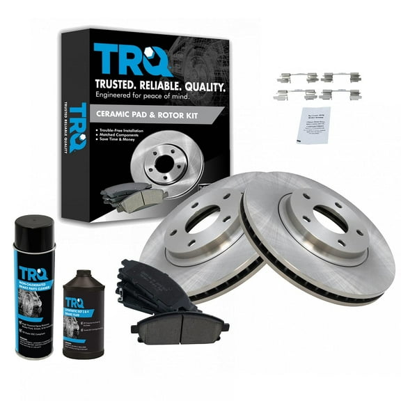 TRQ Front Disc Brake Pad & Rotor Kit w/Chemicals for 04-09 Nissan Quest BKA18054