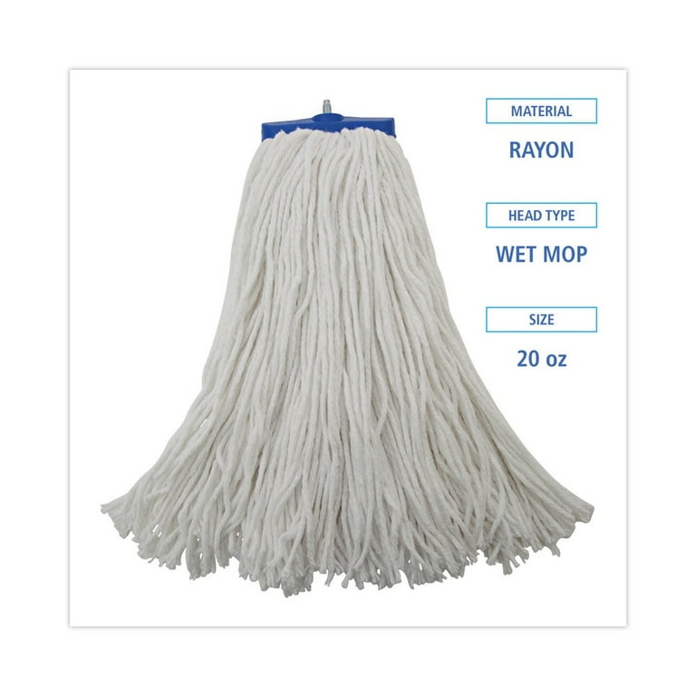 Mop Head, Economical Lie-Flat Head, Rayon Fiber, 20oz, White, 12/Carton Mop Head, Economical Lie-Flat Head, Rayon Fiber, 20oz, White, 12/Carton