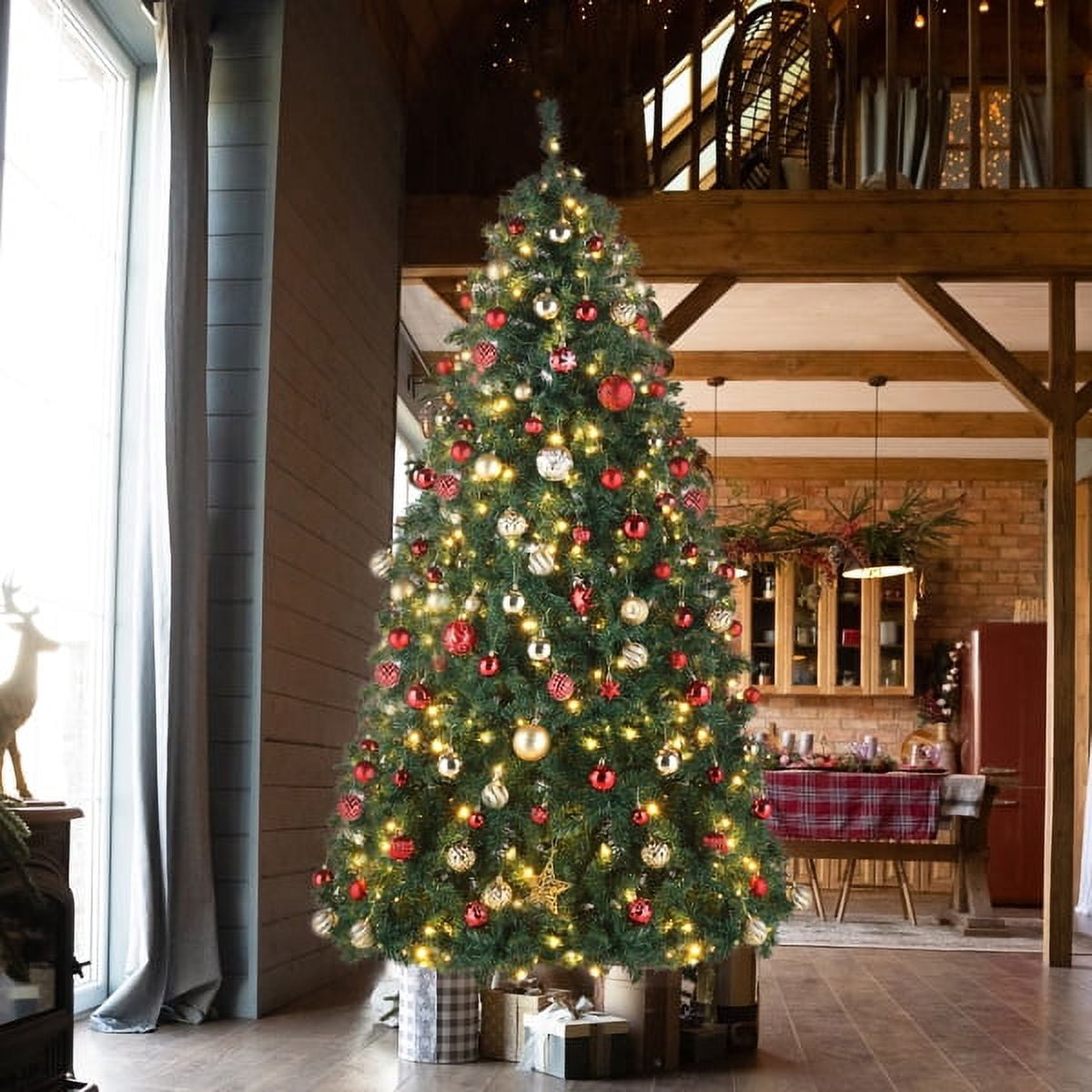 10ft Christmas Tree - 5090 Realistic PVC Branches, 1200 Warm LEDs (10 Colorful Modes), Automatic Structure, Indoor Holiday Decor