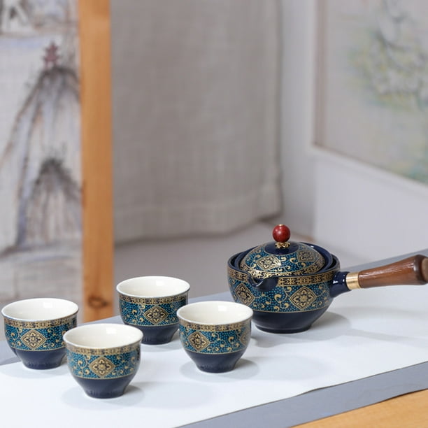 Juego de té chino portátil Gongfu Kung Fu, tetera giratoria 360, tetera de cerámica
