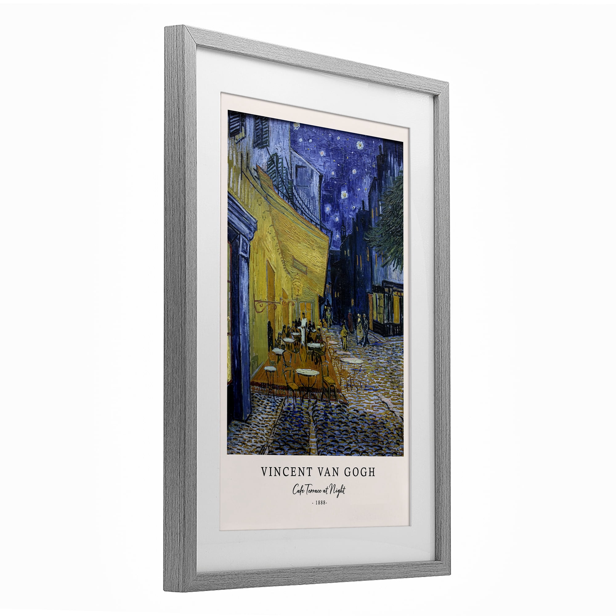 Stupell Industries Classic Cafe Terrace At Night Gray Framed Print Under Glass, design by Vintage Hustle