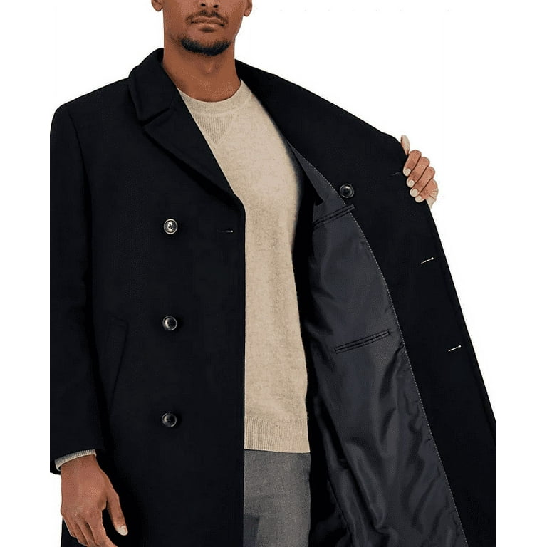Nautica Mens Classic fit Double Breasted Overcoat Coat 42 L Black