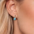 thumbnail image 3 of Gem Stone King 2.75 Ct Pear Shape Swiss Blue Topaz E-F Lab Grown Diamond 925 Silver and 10K Yellow Gold Earrings, 3 of 6