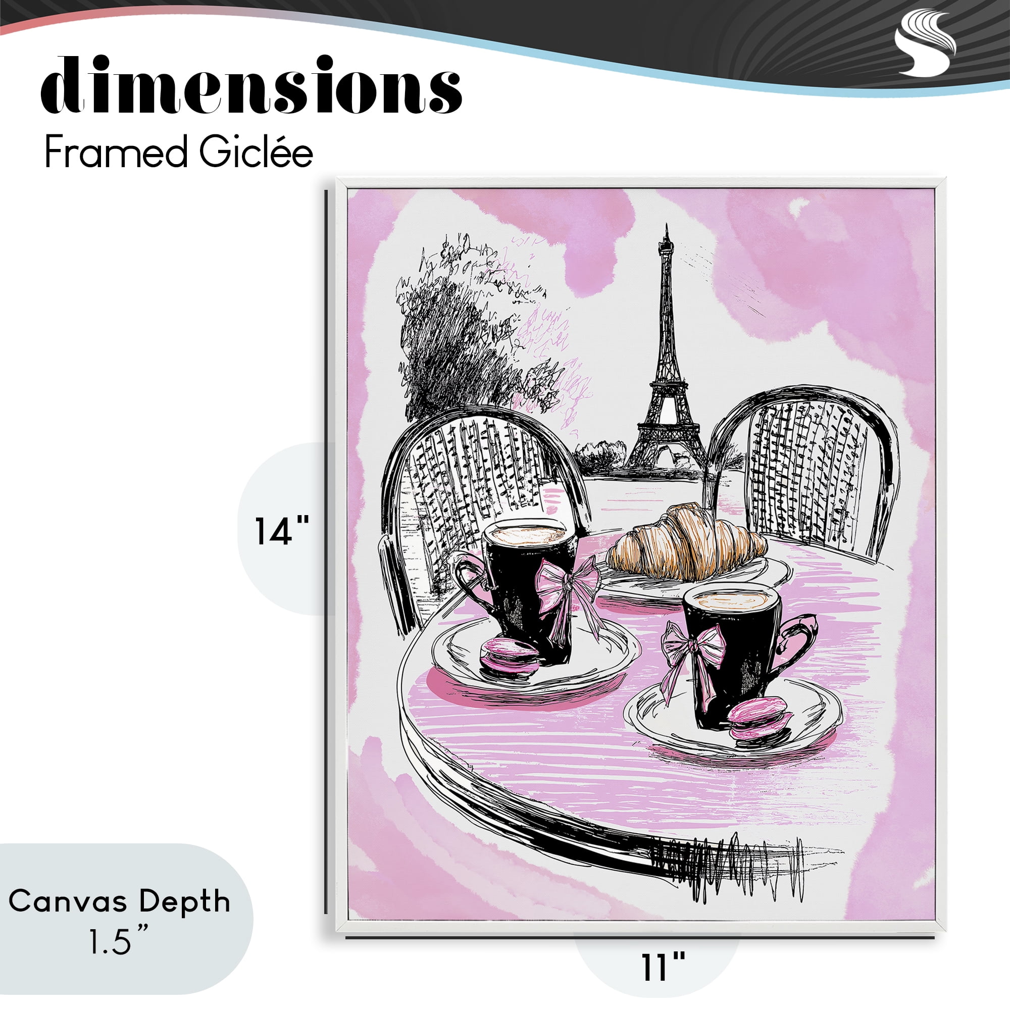 Stupell Industries Pink Parisian Cafe Breakfast White Framed Giclee Art, design by Jess Stempel