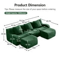 thumbnail image 3 of Green U-Shaped Cloud Couch with 2 Ottomans, Modern Teddy Fabric Boneless Sectional Sofa in a Box for Living Room, Modular Floor Couch, Deep Seat, No Assembly Required, Sofas para Sala, 3 of 8