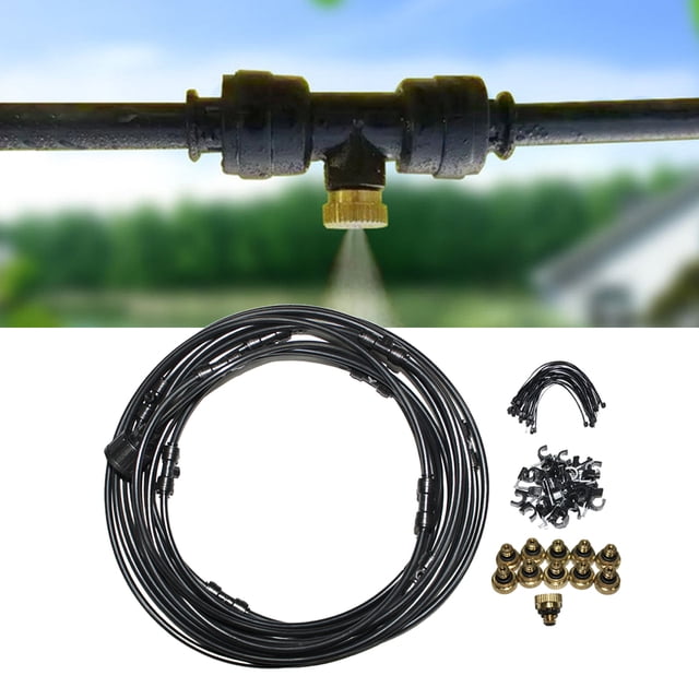 Sistema de enfriamiento por nebulización 59 pies (18 m) Línea de nebulización + 26 boquils de nebulización de tón + un adaptador (3/4 ") Outdoor CUTICAT manguera de nebulización al aire libre
