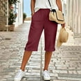 thumbnail image 4 of cfhntfmh Capri Pants for Women Straight Leg Casual Pants High Elastic Waist Summer Travel Pants with Pockets, 4 of 5
