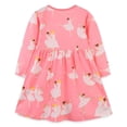 thumbnail image 2 of Godderr Kid Baby Girl Long-Sleeved Dress Toddler Cartoon Print Round Neck Soft Princess Dress, 2 of 5
