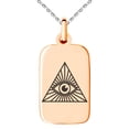 thumbnail image 2 of Tioneer Stainless Steel All Seeing Eye Engraved Small Rectangle Dog Tag Charm Pendant Necklace, 2 of 4