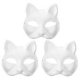 thumbnail image 1 of 3PCS Máscaras Therian Máscaras de gato blanco Máscara de Halloween DIY en blanco Animal, Máscara de gato, 1 of 1