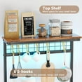 thumbnail image 5 of Bakers Rack with Power Outlet and LED Light, Small Microwave Stand with 4 Tier Shelves, Coffee Bar Station Table with 6 S Hooks, Kitchen Storage Rack for Spices, Pots, Rustic Brown, 5 of 8