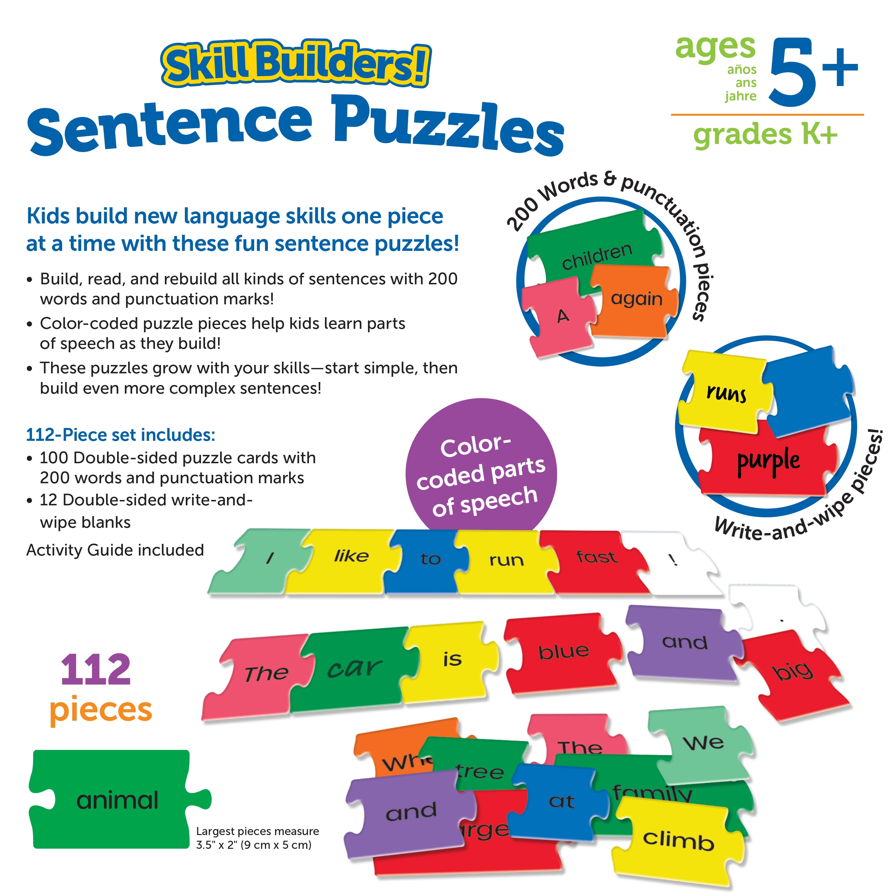 Learning Resources Skill Builders! Sentence Puzzles - 106 Pieces, Educational Games for Kids Ages 5+