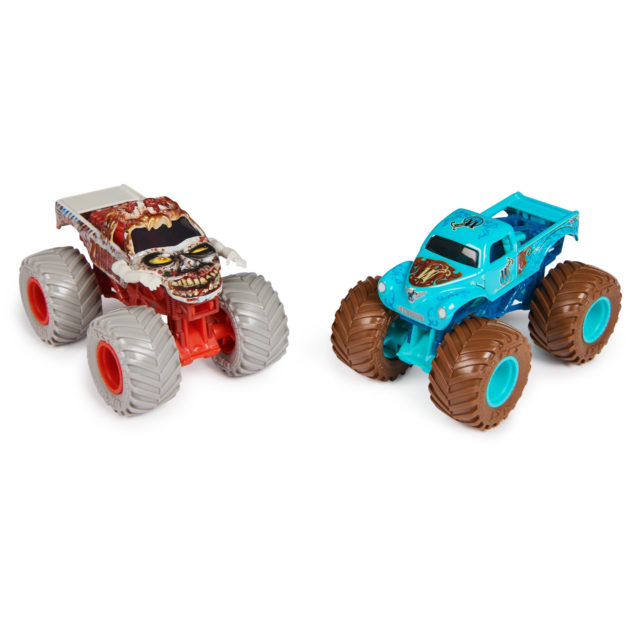 Monster Jam, Official Zombie Vs. Whiplash Die-Cast Monster Trucks, 1:64 Scale, Kids Toys for Boys Ages 3 and up