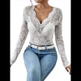 thumbnail image 1 of Blusa de de Encaje para Mujer, Larga, Cuello en V, Transparente, con Encaje Floral. XL, 1 of 7