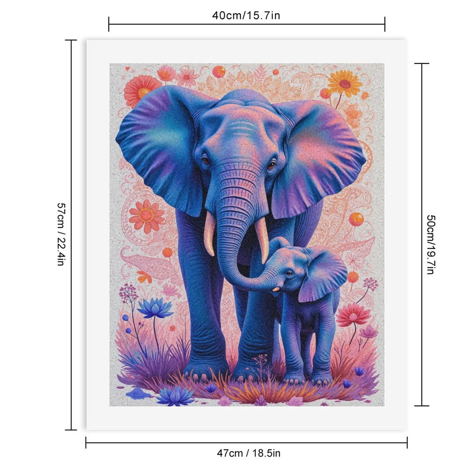 Paint By Numbers Kit for Adults Beginner - DIY Colorful Elephant Art Family Garden Canvas Painting Kits for Adults, Frameless Paint By Number for Adults for Home Wall Decor 16x20 Inch