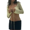 thumbnail image 3 of Fortune Crop Top pour Femmes T-Shirts à Manches Longues en Mesh avec Lacets et Bandage Cardigan, 3 of 7
