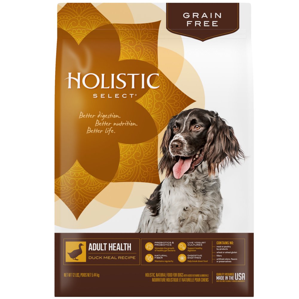 Holistic Select Natural Grain Free Dry Dog Food, Duck Meal Recipe, 12