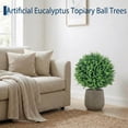 thumbnail image 5 of Garvee Artificial Eucalyptus Topiary Ball Trees, 24" UV Resistant Faux Boxwood Shrubs with Ground Spikes, Fake Evergreen Plants for Indoor Outdoor Garden, Patio, Porch, Planters, 5 of 7