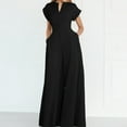 thumbnail image 2 of EASYBRA Womens V Neck Short Sleeve Wide Leg Jumpsuit Elegant Loose High Waist Office Casual Outfit, 2 of 10