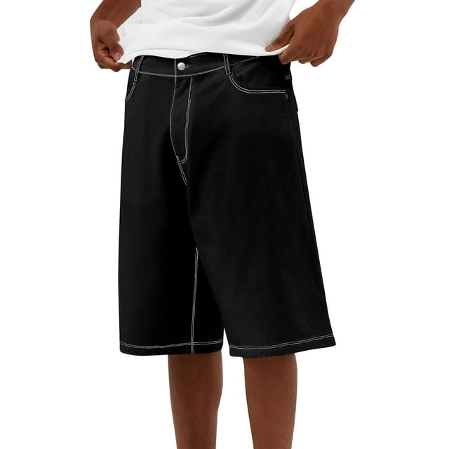 Honganda Men Denim Shorts, Zipper Button Closure Summer Casual Shorts with Pockets Streetwear