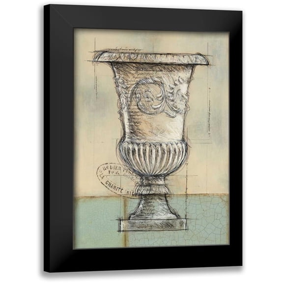 Z Studio 11x14 Black Modern Framed Museum Art Print Titled - Abstract Urn 1
