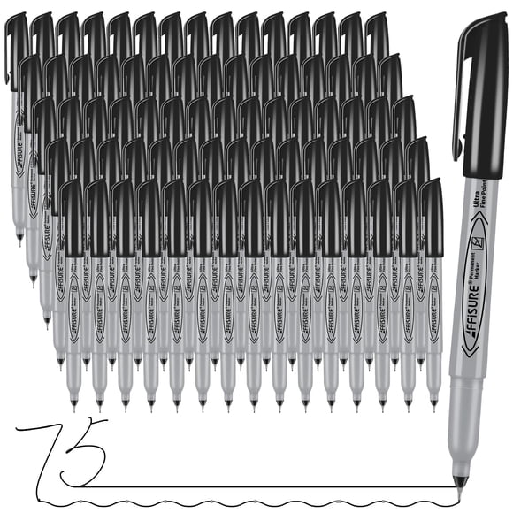 Rotuladores permanentes Affisure Ultra Fine Point Black, paquete de 75