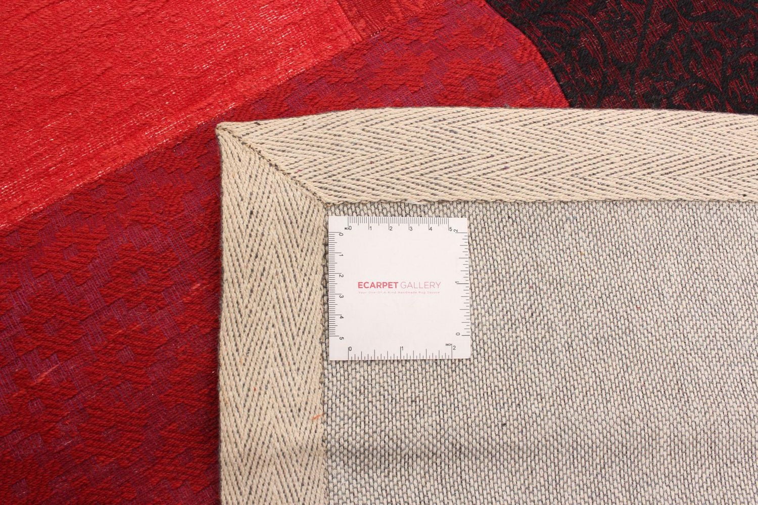 ECARPETGALLERY 4'8" x 6'6" Transitional Collage Handmade Area Rug for Living Room, Dining Room and Bedroom in Red